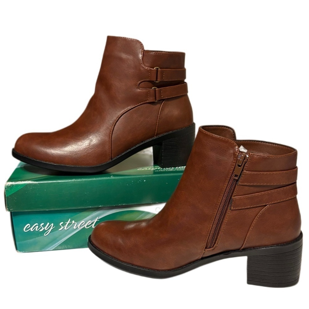 Easy Street Brown Ankle Boots with Zipper